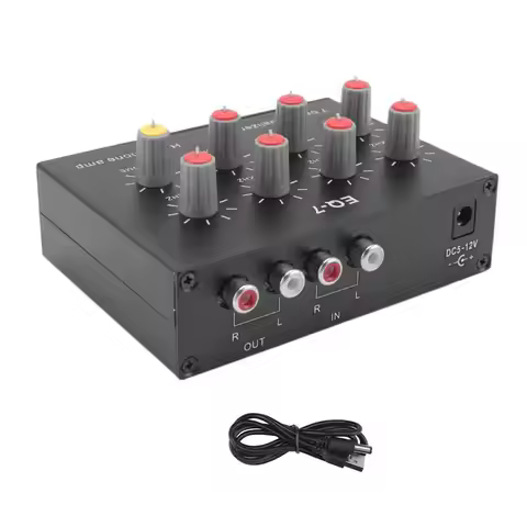GW-EQ-7 Car Audio Headset Amplifier 7-Band EQ Equalizer 2 Channel Audio Mixer Equalizer