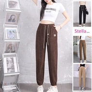 [Stella Fashion] Women Middle-aged and Elderly Kapok Velvet Striped Cuffed Pants Large Size Loose Ou
