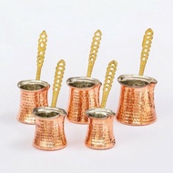 Handmade Turkish Cezve with Engraved Copper Plating For Espresso Cups -Turkish Coffee Pot ركوة قهوة