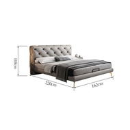 HOMIE LIFE เตียงนอนหรูหรา Leather Bedroom Wabi-Sabi เตียงนอน 6 ฟุต 5 ฟุต เตียงมินิมอล H07 1.5M(1500mm*2000mm) One