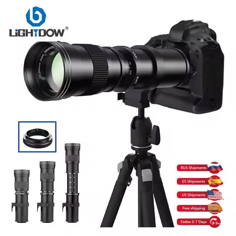 Lightdow 420-800mm F8.3-16 Super Telephoto Manual Zoom Lens with T2 Ring Adapter for Canon Nikon Son