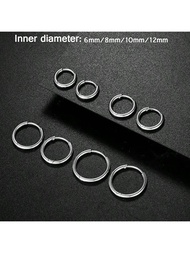 2pcs Stainless Steel Thin Hoop Earrings, 0.8mm 20g, Back To School Season Gift Accessory