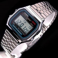 卡西歐 CASIO Made in Japan  日本製造 日本製手錶 不鏽鋼錶帶 細錶徑 A159 A159W A159W-N1 七年電池壽命 復古風 黑銀色 有現貨