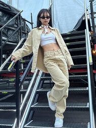 Jennie Jisoo Gold Intelligence กางเกงยีนส์ขาตรงผ้าฝ้ายเสื้อผ้าทํางานชุดเสื้อเชิ้ตลําลองสี Carder สํา