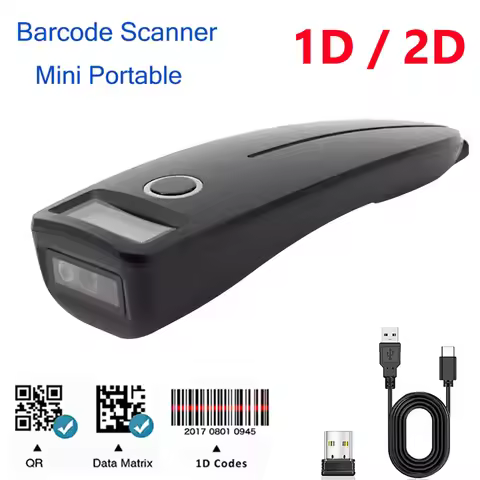 Mini Barcode Scanner USB Wired/Bluetooth/ 2.4G Wireless 1D 2D Scanner QR PDF417 EAN13 Data Matrix Ba