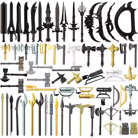 MOC Building Blocks Medieval Solider Figures Gifts Weapon Accessories Mini Bricks Sword Poleaxe Cros