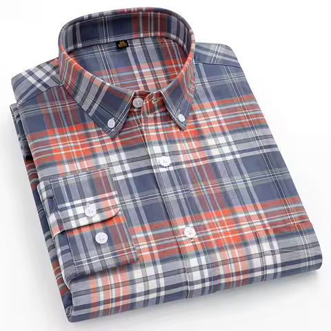 11XL 10XL 9XL 8XL New Quality 100% Cotton Oxford Shirts For Men's Long Sleeve Casual Business Formal