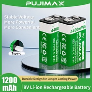 【⚡Ready Stock】9V 4400mWh lithium battery USB rechargeable battery type-c Li-ion battery
