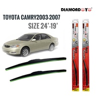 ที่ปัดน้ำฝน ใบปัดน้ำฝน ซิลิโคน ตรงรุ่น Toyota Camry ปี 2003-2007 ไซส์ 24-19 ยี่ห้อ Diamond กล่องแดง อุปกรณ์ยางรีดน้ำกระจก **ครบเครื่องเรืองประดับ**