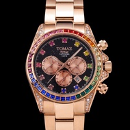 Tomaz Ladies Watch GR02L-D7 (Rosegold/Black) with Rainbow Swarovski (Rosegold Stainless Steel)