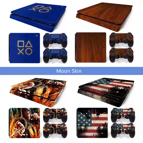 Console Skin for PS4 Slim Full Protective Vinyl Decal for PS4 Slim Wrap Cover for PS4 Slim Controlle