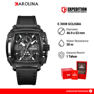 Jam Tangan Pria Expedition Exp Chronograph E 3008 GCLIGBA Black Dial Black Leather Strap