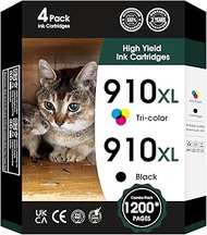 910 XL Ink Compatible with HP 910XL Ink Cartridges Combo Pack, 910XL Ink Cartridges for OfficeJet Pr