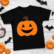 【HOT NEW】 Halloween Pumpkin Childrens T-shirt Fashion Round Neck Short Sleeved Shirt Girl Boy Black