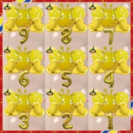 6pcs Giraffe Balloon with Number Gold Foil Balloon Set Kid Birthday Party Photo Backdrop Decoration