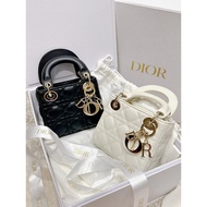 DIOR Dior L ady Dior Matte Three Compartments Detachable Chain Teng Checked Cowhide Dior Bag Shoulde
