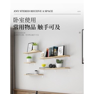 Wall Shelf Partition Solid Wood Wall Bedroom Bookshelf Wall-Mounted Iron Wall-Mounted Shelf Triangle