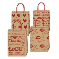 4pcs Valentine's Day White Kraft Paper Gift Paper Bags, Shopping Mall Gift Handbags, High-End Heart-