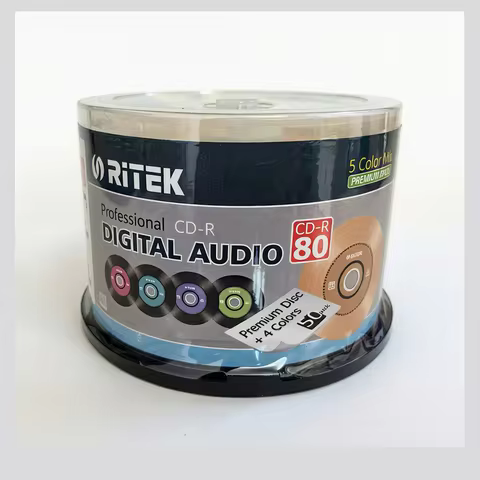 Ritek Digital Audio CD-R Disc Black Music CDR 52X 700MB 80Min 5 Colors 50pcs/pack