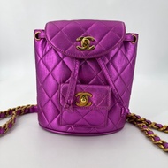Chanel Vintage 94-96 Lambskin Leather Pink Quilted CC Hardware Mini Duma Backpack