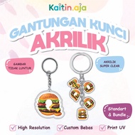 GANTUNGAN Acrylic Initial Keychain - Burger | Cute Initial SouvenirKeychain