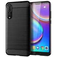 Huawei P20 Pro Case Shockproof Soft Silicone Armor Carbon Fiber TPU Back Cover Huawei P20 P20Pro Pho