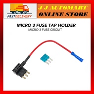 12V Fuse Add-a-circuit TAP Circuit Fuse Tap  Micro 3 Blade Fuse Holder with 15A Fuse dashcam hardwir