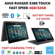ASUS RUGGED X360 TOUCHSCREEN CHROMEBOOK INTEL 4GB RAM 32GB SSD WITH PLAYSTORE 11.6INCH GAMING
