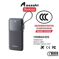 (3C Certified) Yoobao Q13 10000mAh Built in Cable Fast Charge with Digital Display (PD 20W / QC3.0 /
