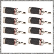 (GJFZ) 8Pcs Banana Plugs Hi-End HIFI DIY Carbon Fiber Copper Plated Rhodium Electrical Audio Jack Ba