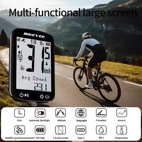 Bike Computer Wireless GPS Cycling Computer with Automatic Backlight Bicycle Speedometer Odometer Pr