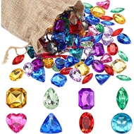 Hicarer 100 Pieces Toy Gems Pirate Treasure Jewels Fake Acrylic Gems Multicolor Bling Diamonds Plast
