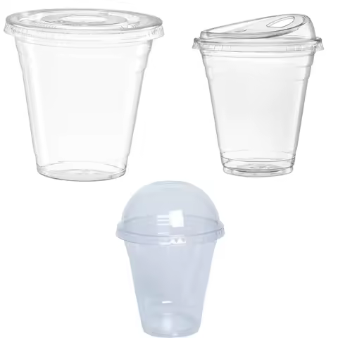 12OZ Clear Plastic Cups with Lids To Go Crystal Clear Disposable Plastic Cups with Straw for Iced Co