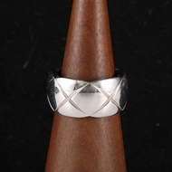 CHANEL(香奈兒) 18K白金 白金 COCO CRUSH 超寬版 菱格戒指 18K