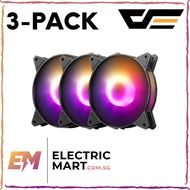 AIGO darkFlash C6MS 120mm RGB Case computer cooling aurora spectrum 3-in-1 combo Fan (3-PACK) - BLAC
