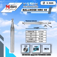 Ballnose Diameter 1mm HRC45 Carbide 2F R0.5 D1 Ball mill 1 mm