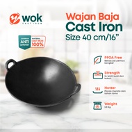 Seasoned Cast Steel Wok 16 Pieces (40cm) Thick / Cast Iron Wok / Cast Iron Wok / Frying Pan