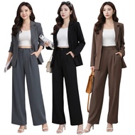 Coords Blazer & Wide-Leg Trouser Pants Terno Set Formal Suit S to 2XL 0728 Office Business Outfit Bl