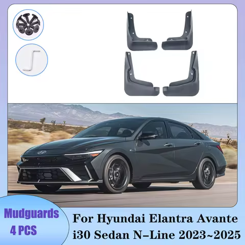 Car Mudquard For Hyundai Elantra Avante i30 Sedan N-Line 2023~2025 Mud Flaps Skin Cover Guards Fende