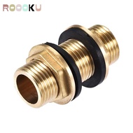 ROOOKU Tube Adaptor, Brass G1/2 G3/4 G1 Male Bulkhead Fitting, Water Tank Joint Hose Fitting Water T