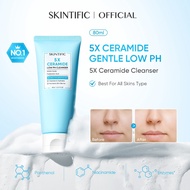 Skintific 5X Ceramide Low pH Cleanser 80ml – Gentle Amino Acid Face Wash，Low pH Creamy Foam