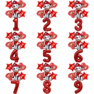 6Pcs Cartoon Paw Patrol Marshall Theme Foil Balloon Number Balloon Childrens Birthday Party Decorati