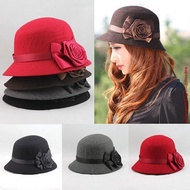 Fashion Elegant Women Ladies Fedora Cloche Flower Rose Bucket Hat Headwear