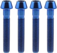 Wanyifa Titanium Ti Bolt M5x9 16 18 20 25 30 35 40 45 50 55 60mm Tapered Head Screws pack of 4 (M5x30mm, Blue)