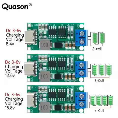 Multi-Cell 2S 3S 4S Type-C To 8.4V 12.6V 16.8V Step-Up Boost LiPo Polymer Li-Ion Charger 7.4V 11.1V 