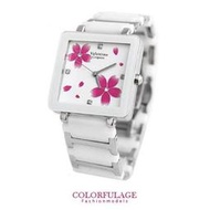 Valentino范倫鐵諾 浪漫櫻花精密陶瓷方形手錶腕錶 原廠公司貨【NE1244】單支