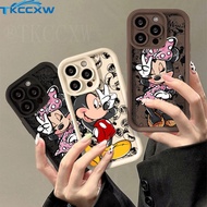 Couples Cute Mickey Mouse Minnie Shockproof Case Compatible For OPPO Reno 11F 5 5F 10 11 Pro A12 A12e A7 AX7 A5S AX5S AX5 A3S Cute Graffiti Angel Eyes Soft Cover