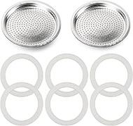 Moka Pot Spare Parts Replacement for Bialetti 3/4 Cups, Moka Pot 3 Cup Silicone Gasket and Food-grad