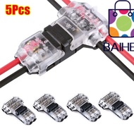 BAIHEE 1/5Pcs Electrical Cable Crimp, T Type Low Voltage Pluggable Wire Connector,  2 Pin No Strippi