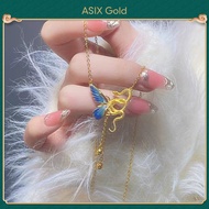 ASIX GOLD สร้อยคอจี้รูปงูและผีเสื้อชุบทอง 24K สำหรับผู้หญิง เกาหลีแฟชั่นและอเนกประสงค์ใหม่ 18K จี้ผี